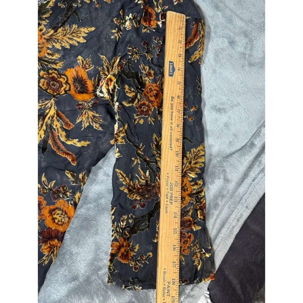 Ania.A Kimono Jacket Womens Large Black Burnout Velvet Floral Sheer Open Front - Picture 4 of 8